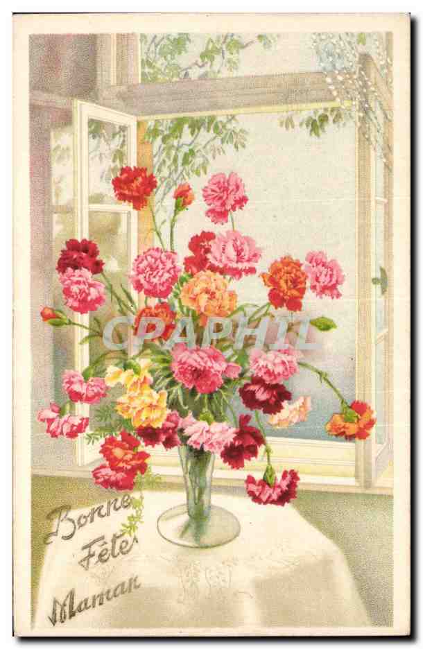 Fleurs Bonne Fete Maman - CPA 