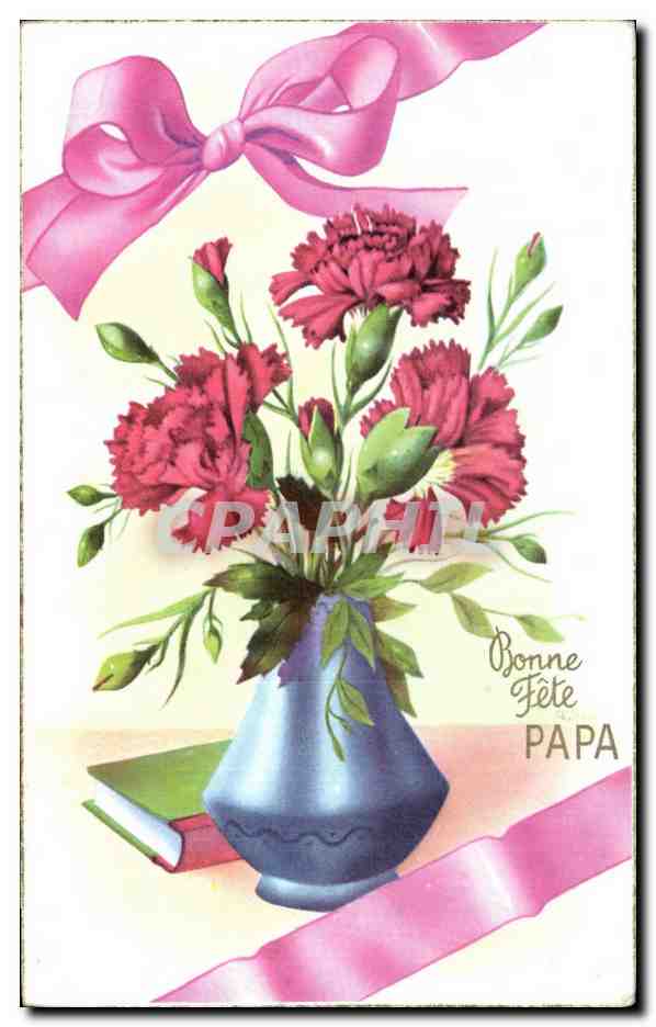 Fleurs Bonne Fete Papa - CPA 