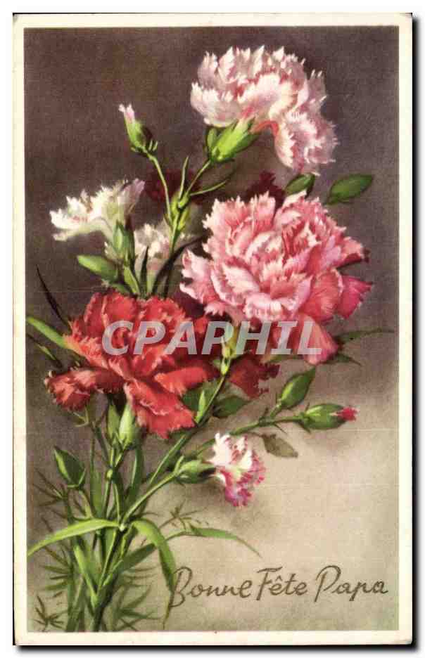Fleurs Bonne Fete Papa - CPA 