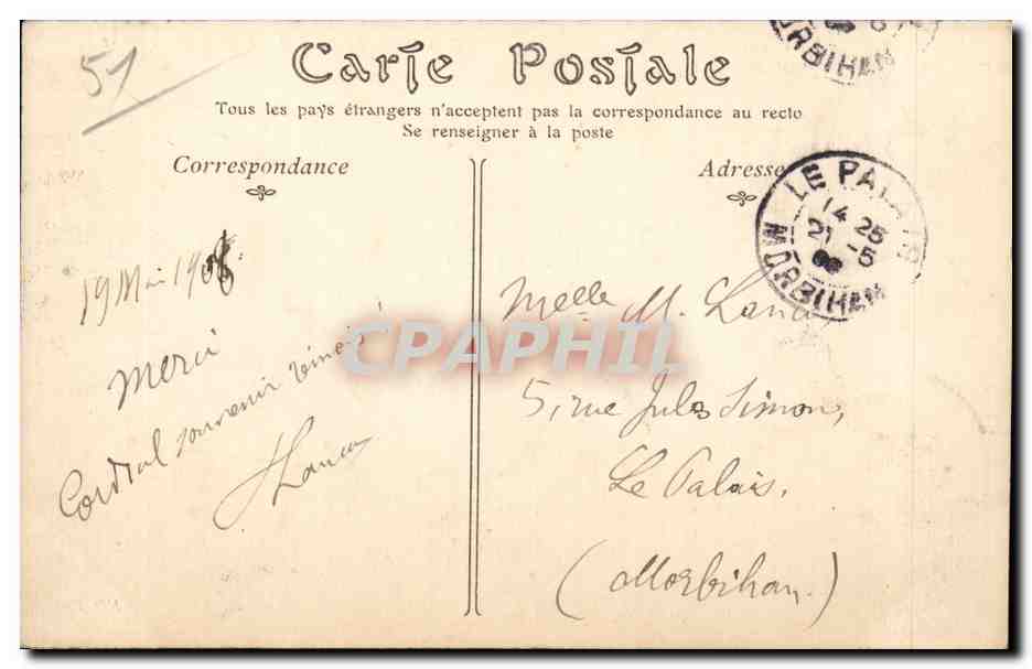 Reims - La Place Royale et la Rue Colbert - CPA  — Verso