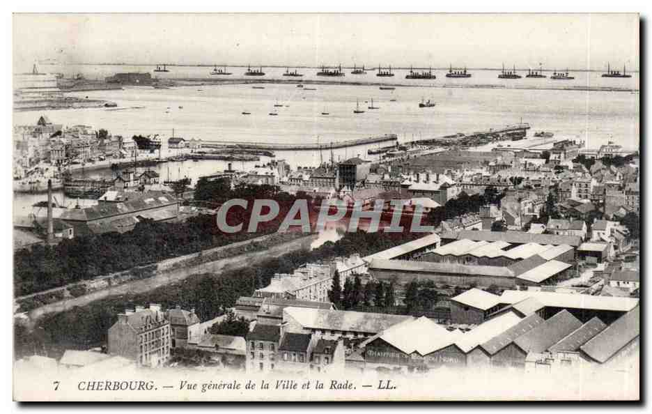 Cherbourg — Vue générale de la Ville et la Rade — LL.