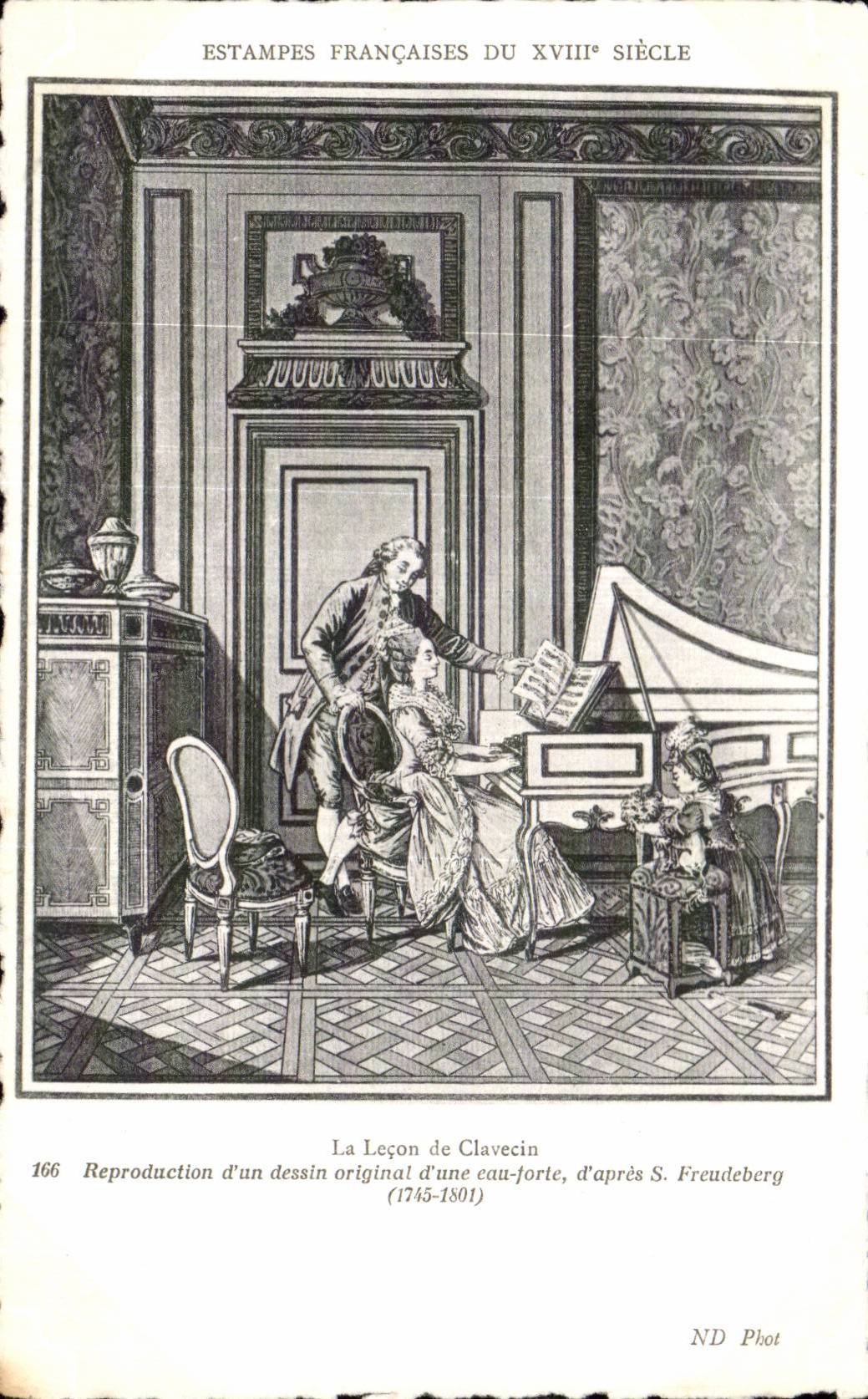 La Leçon de Clavecin — Estampes françaises du XVIIIe siècle — ND Phot