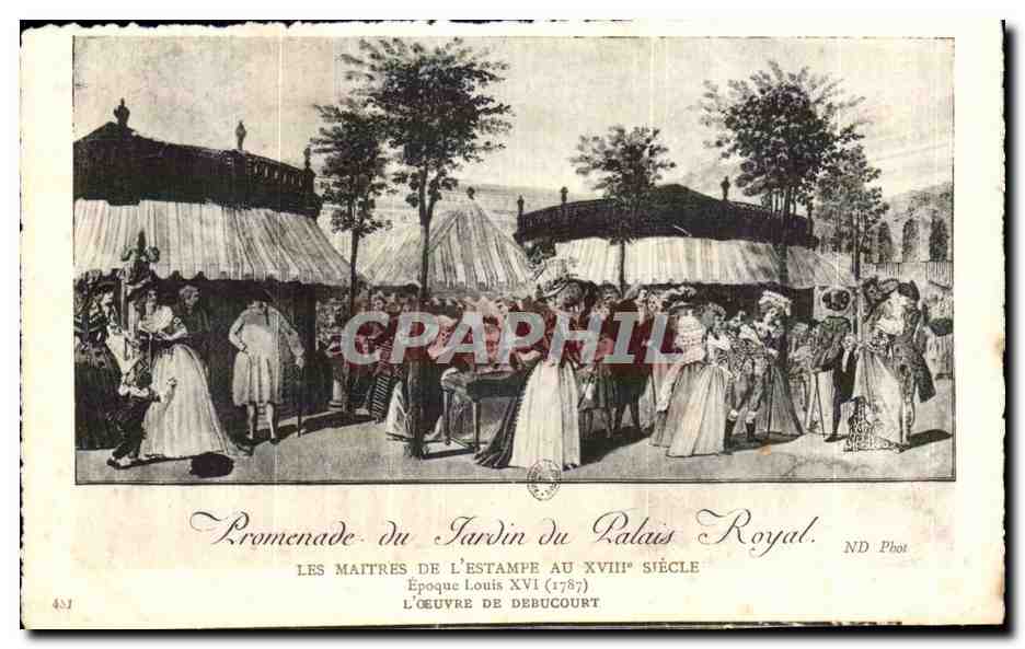 CPA Fantaisie Les maitres de l estampe au 18eme Promenade du jardin du Palais Royal Debucourt Paris 