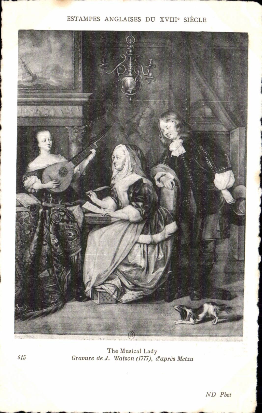 CPA Fantaisie Estampes anglaises du 18eme The musical lady Watson Metzu