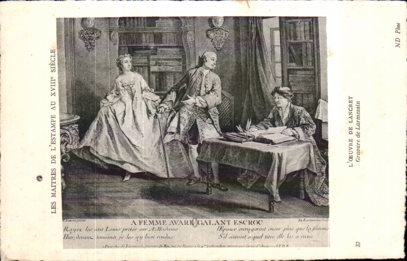 CPA Fantaisie Les maitres de l estampe au 18eme Lancret Larmessin A femme avare galant escroc
