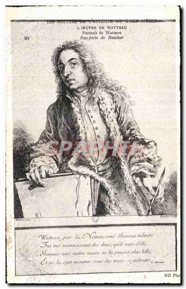 CPA Fantaisie Les maitres de l estampe au 18eme Watteau Eau forte de Boucher