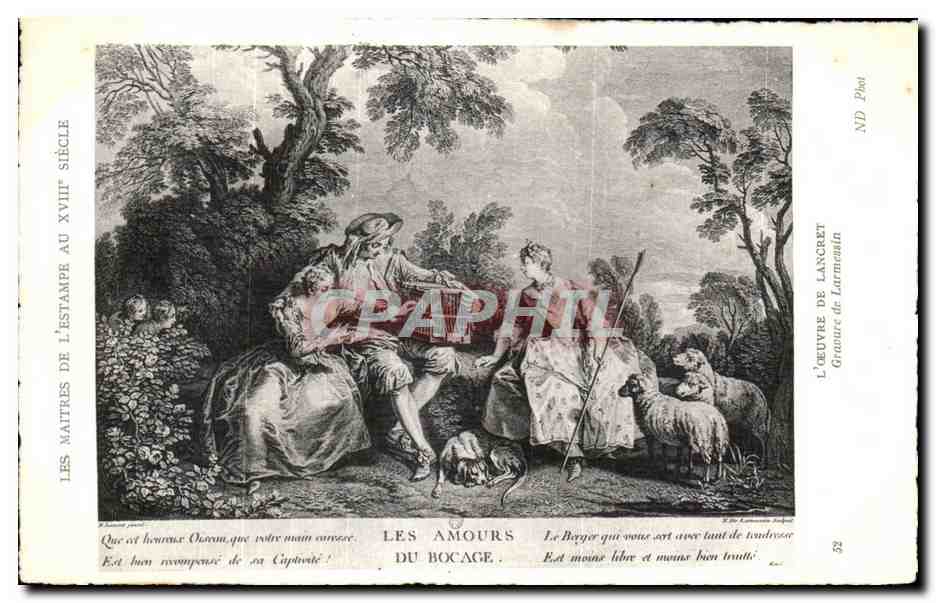 CPA Fantaisie Les maitres de l estampe au 18eme lancret Larmessin Les amours du bocage