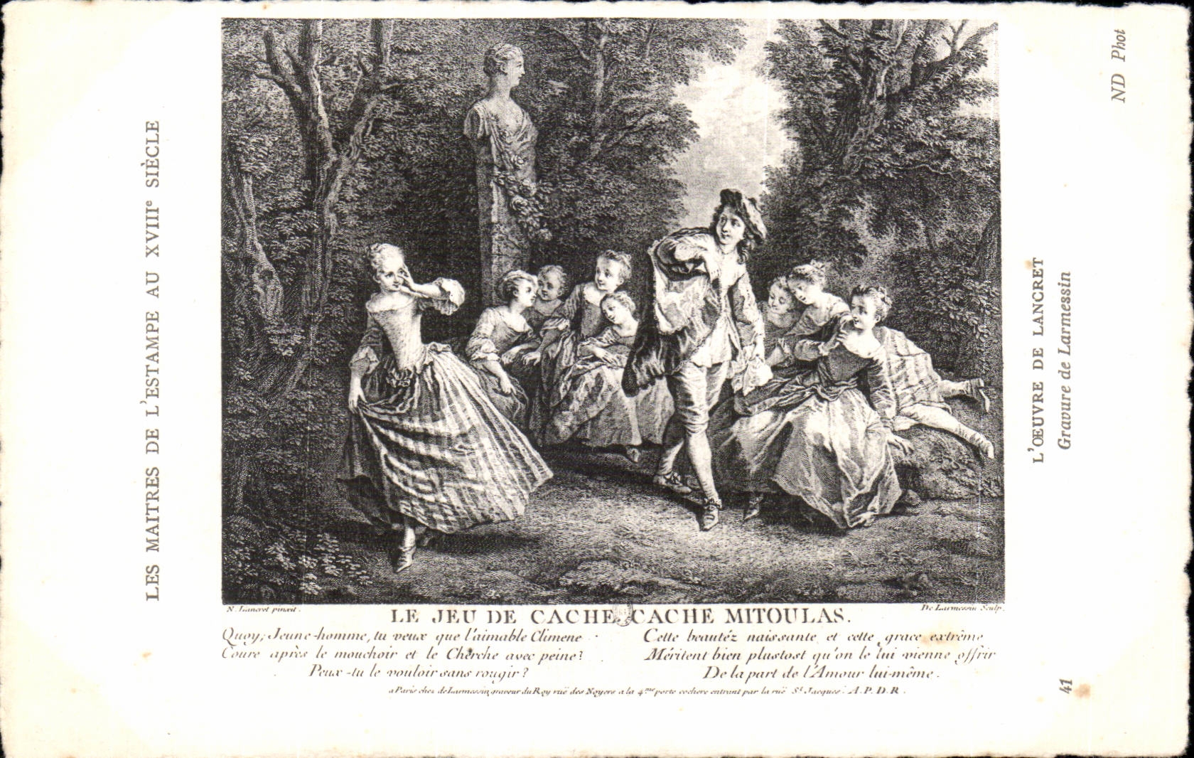 CPA Fantaisie Les maitres de l estampe au 18eme Lancret Larmessin Le jeu de cache cache Mitoulas