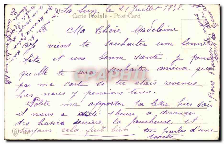 Fleurs Carnations - CPA  — Verso