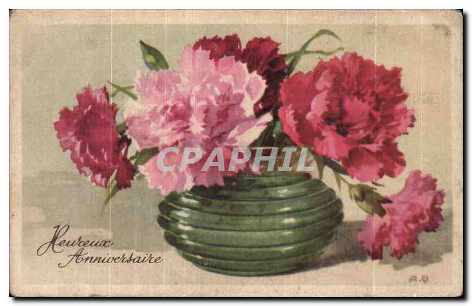 Fleurs Heureux Anniversaire - CPA 