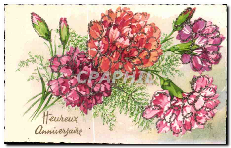 Fleurs Heureux Anniversaire - CPA