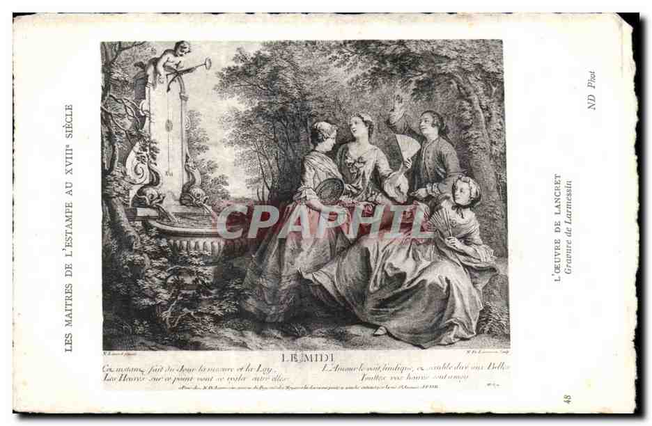 CPA Fantaisie Les maitres de l estampe au 18eme Lancret Larmessin Le midi