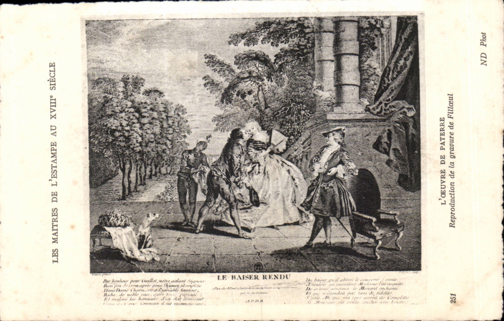 CPA Fantaisie Les maitres de l estampe au 18eme Paterre Filloeul Le baiser rendu