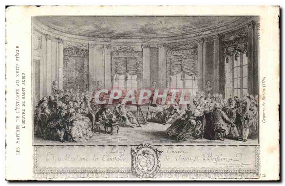CPA Fantaisie Les maitres de l estampe au 18eme Saint Aubin Duclos 1774 le concert
