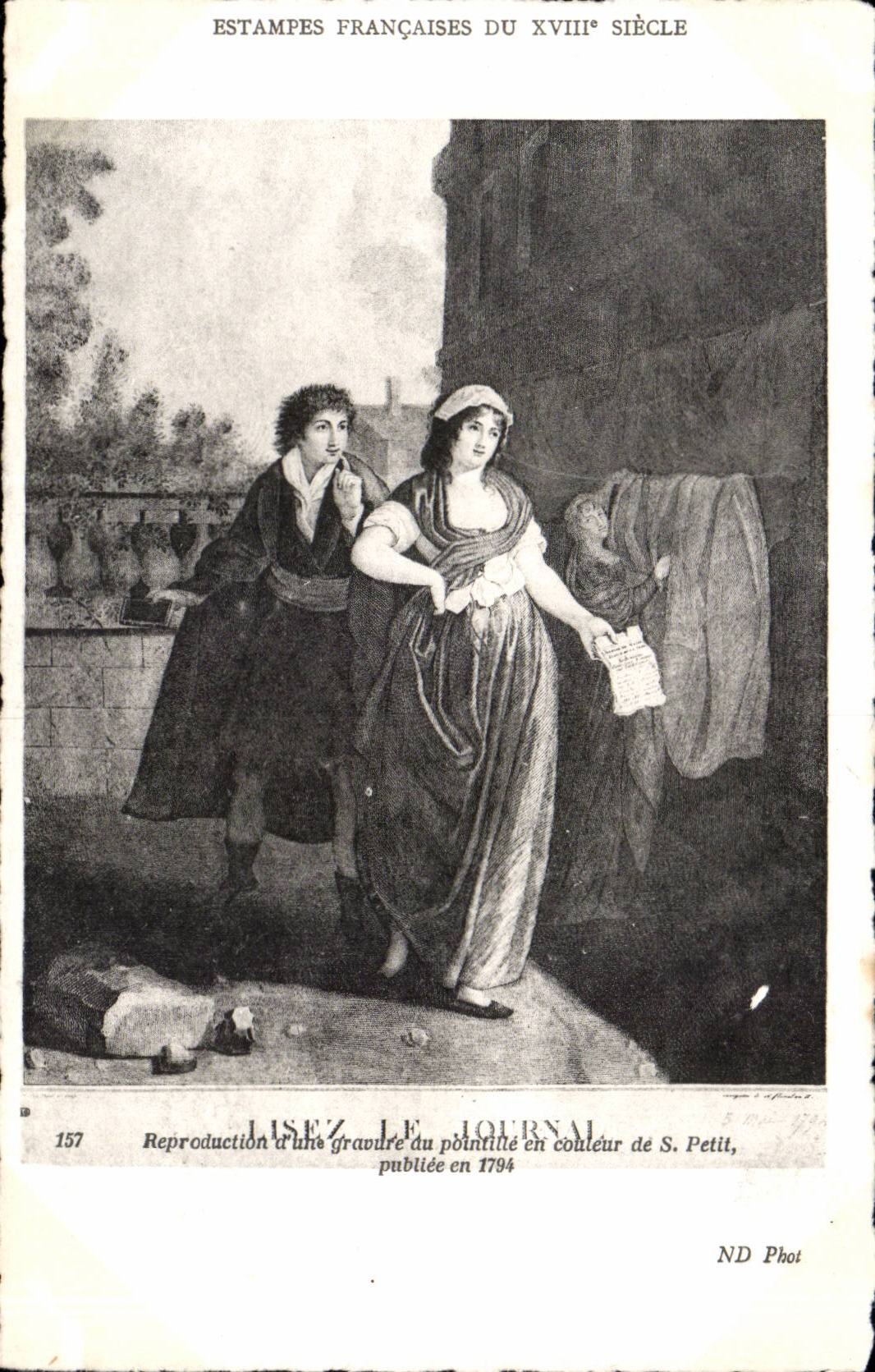 CPA Fantaisie Estampes francaises du 18eme Petit Lisez le journal