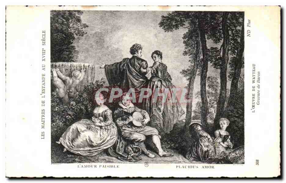 CPA Fantaisie Maitres de l estampe au 18eme Watteau Baron L amour paisible