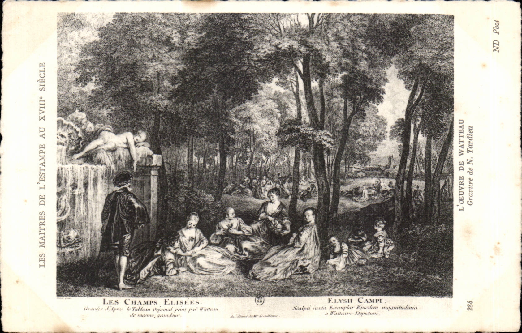 CPA Fantaisie Maitres de l estampe au 18eme Watteau Tardieu Les Champs Elisees Paris 