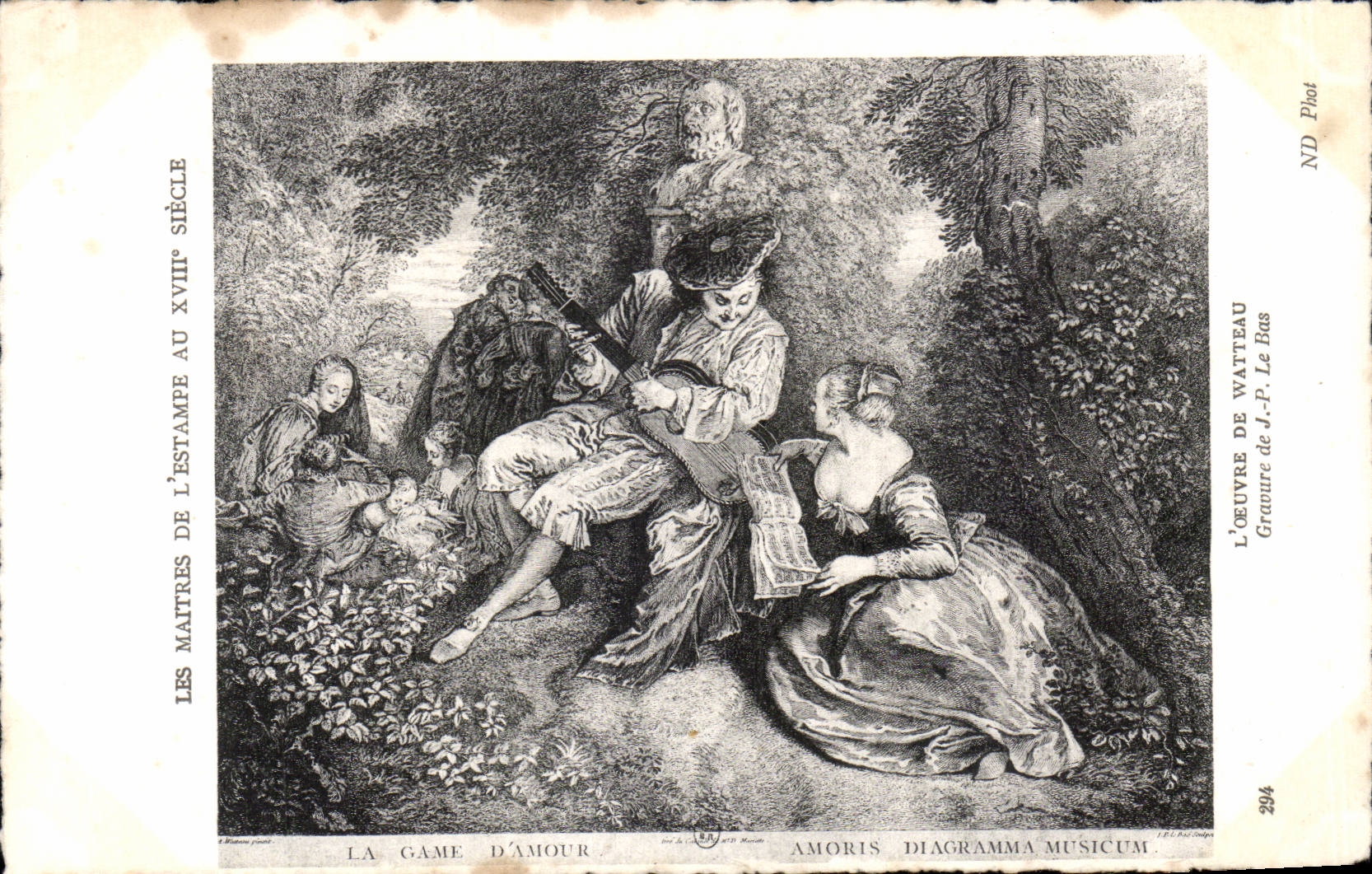 CPA Fantaisie Maitres de l estampe au 18eme Watteau Le Bas La game d amour 