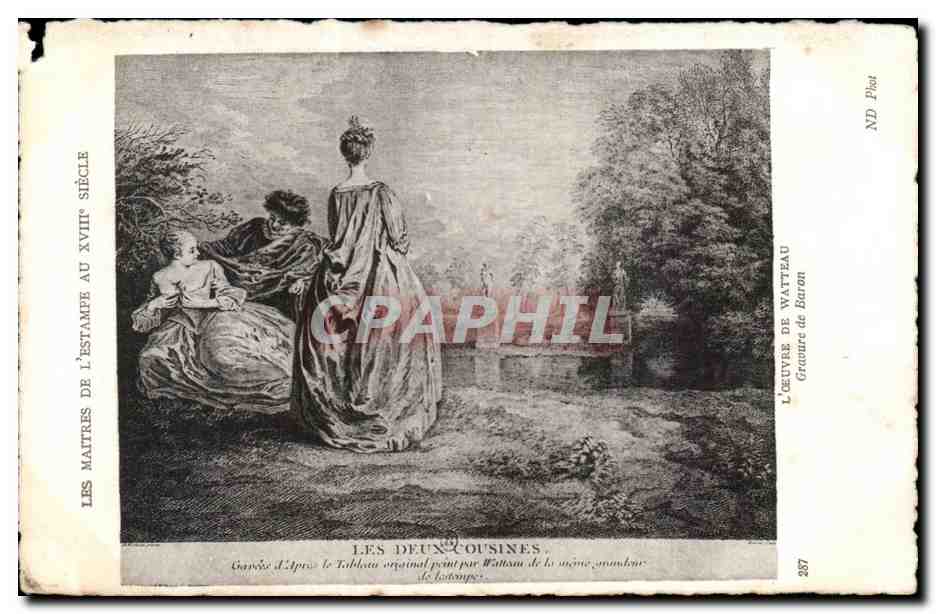 CPA Fantaisie Maitres de l estampe au 18eme Watteau Baron Les deux cousines