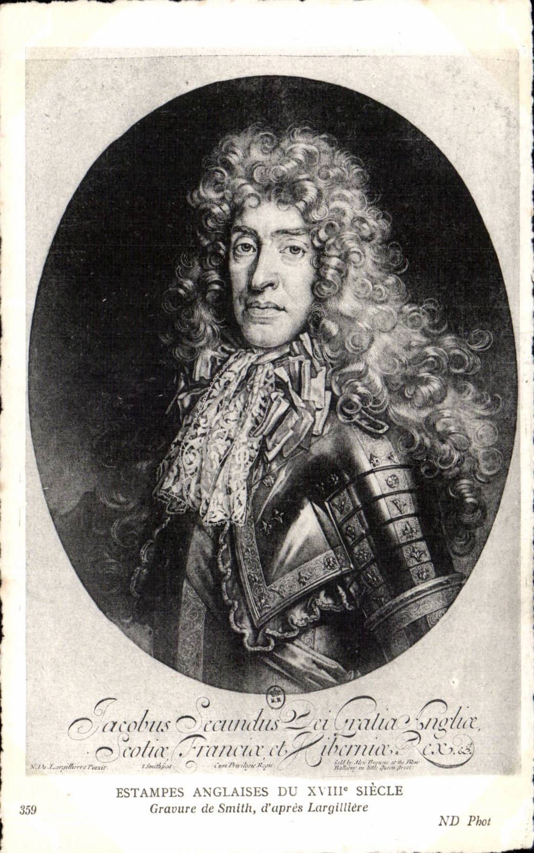 Jakob II. von England — englisches Holzschnittwerk des 18. Jahrhunderts — ND Phot