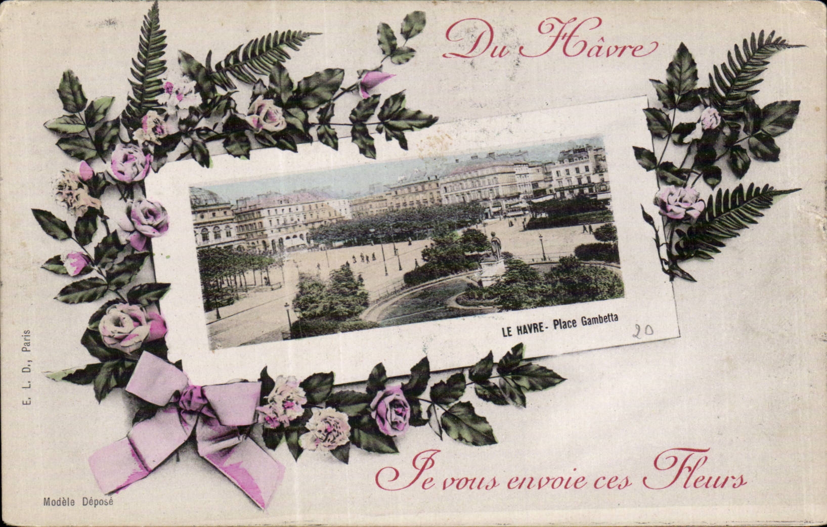 CPA Du Havre je vous envoie ces fleurs 