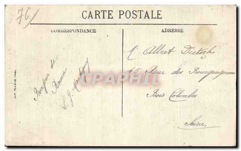Rouen - La Rue de la Grosse Horloge - CPA  — Verso