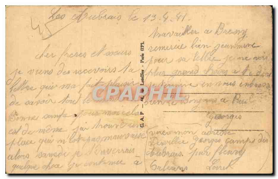 SULLY-sur-LOIRE — Le Pont suspendu et le Château — éditeur A.A. n°6 — Rückseite
