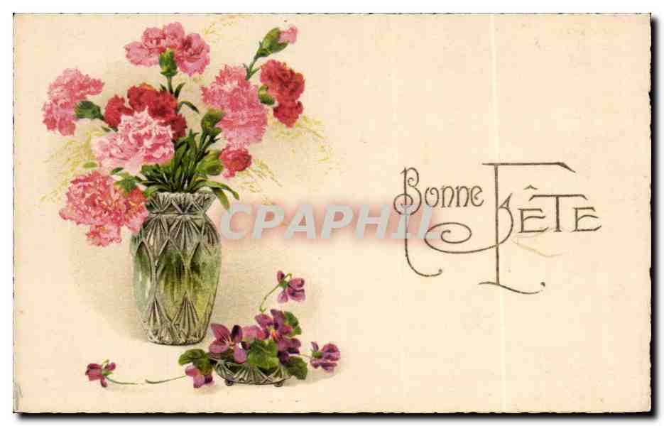 Fleurs Oeillet - Carnation - Bonne Fete - CPA 