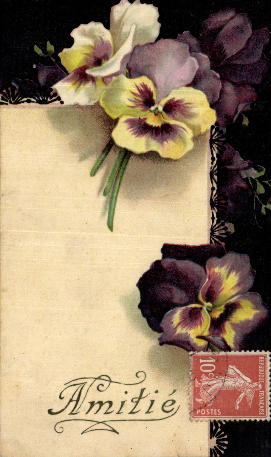 Fleurs Pensee - Pansy - Amitie - CPA 