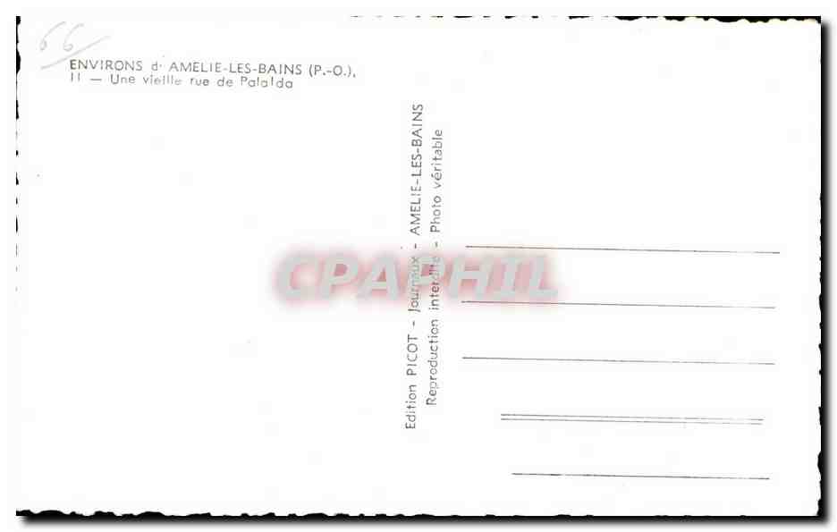 Amelie les Bains - Une vieille rue de la Palalda - CPA  — Rückseite