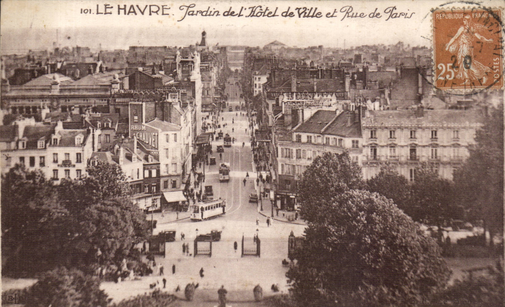 Le Havre - Jardin de l Hotel de Ville et rue de Paris - CPA 