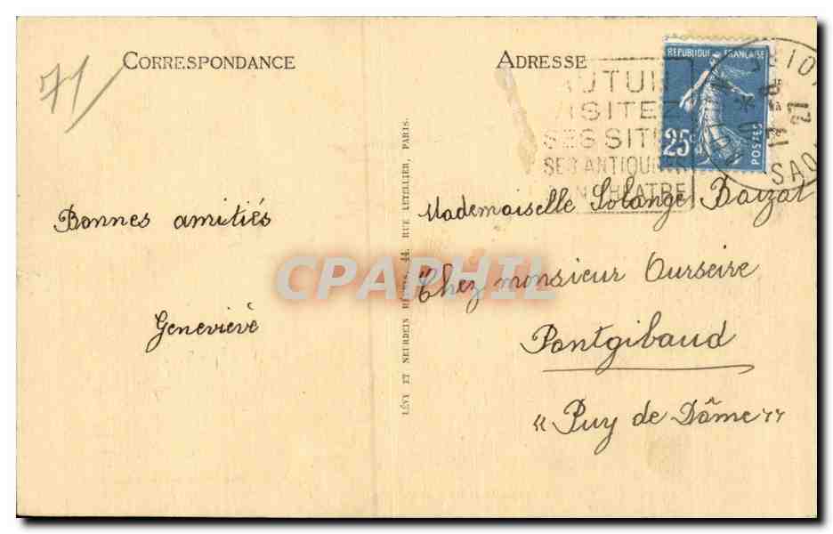 Autun - Le College - 3 Freres Napoleon Joseph et Lucien tirent les etudes - CPA  — Rückseite