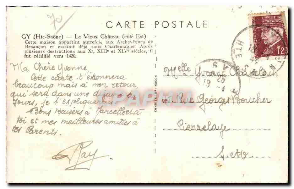 CPA Gy Le vieux chateau — Rückseite