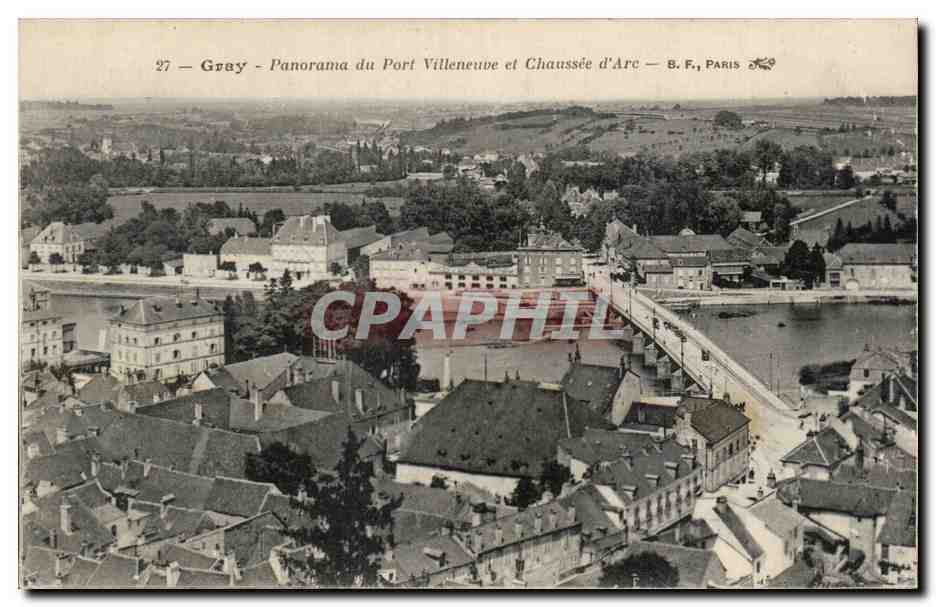 CPA Gray Panorama du port Villeneuve et chaussee d arc