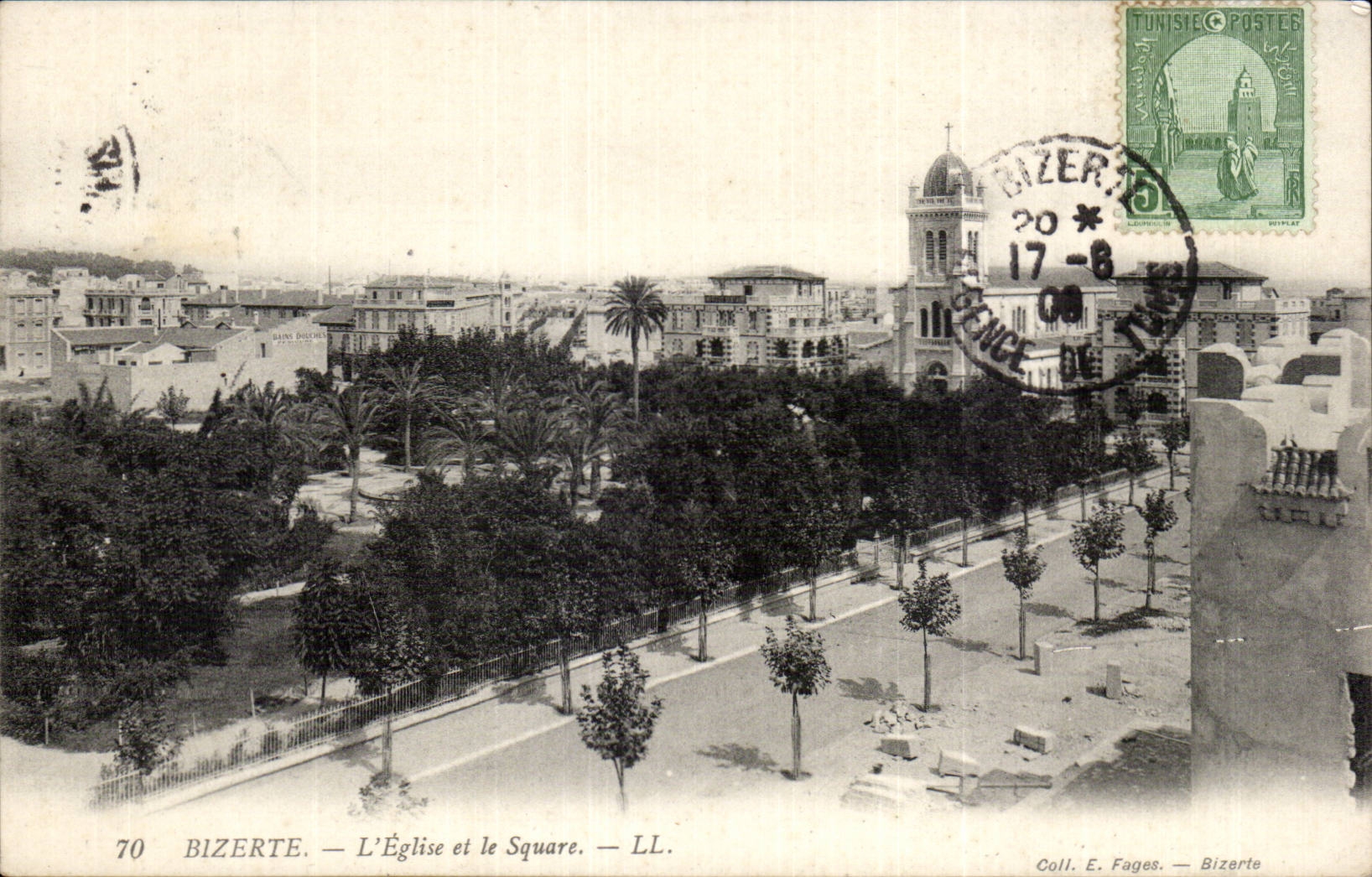 CPA Tunisie Tunis L eglise et le square