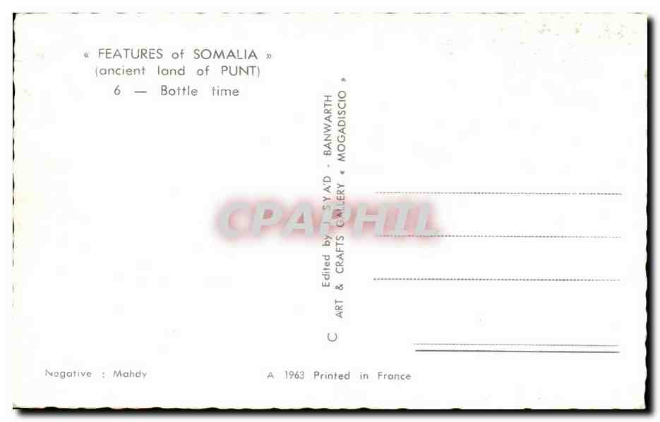 CPA Features of Somalia Battle ime Chameau Camel Somalie — Rückseite