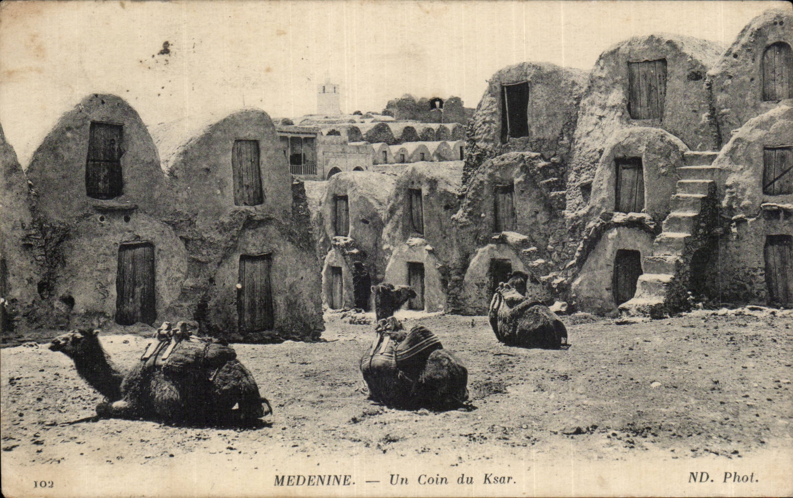 CPA Tunisie Medidine Un coin du ksar Chameau Camel