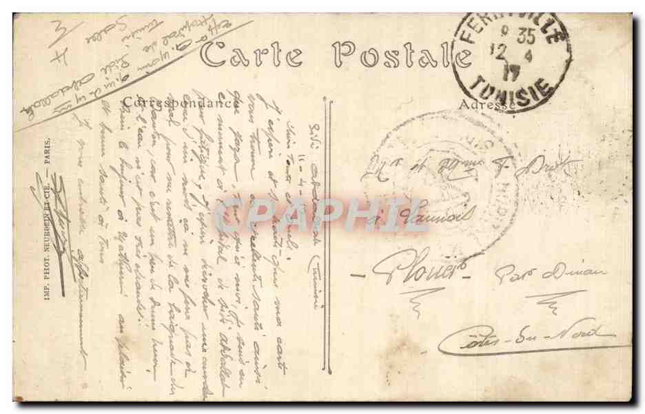 CPA Tunisie Medidine Un coin du ksar Chameau Camel — Verso