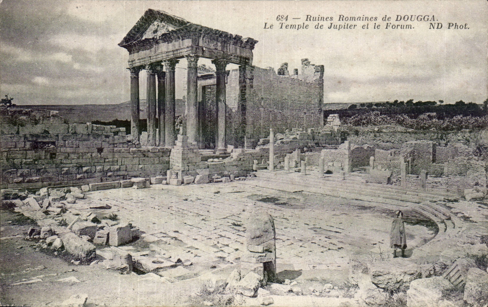 CPA Tunisie Ruinees romaines de Dougga Le temple de Jupiter et le forum