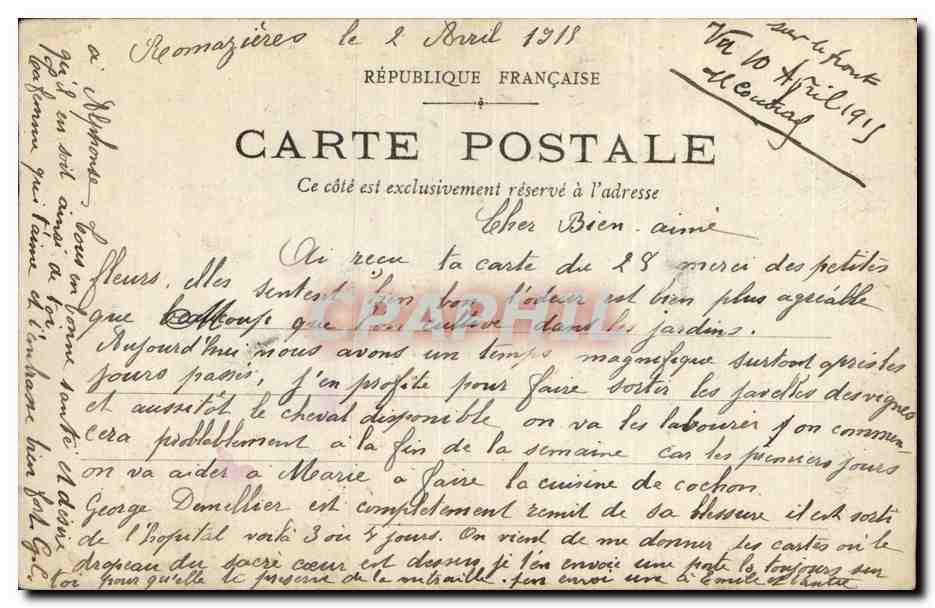 CPA Fantaisie Fleurs Une pensee vous accompagne — Verso