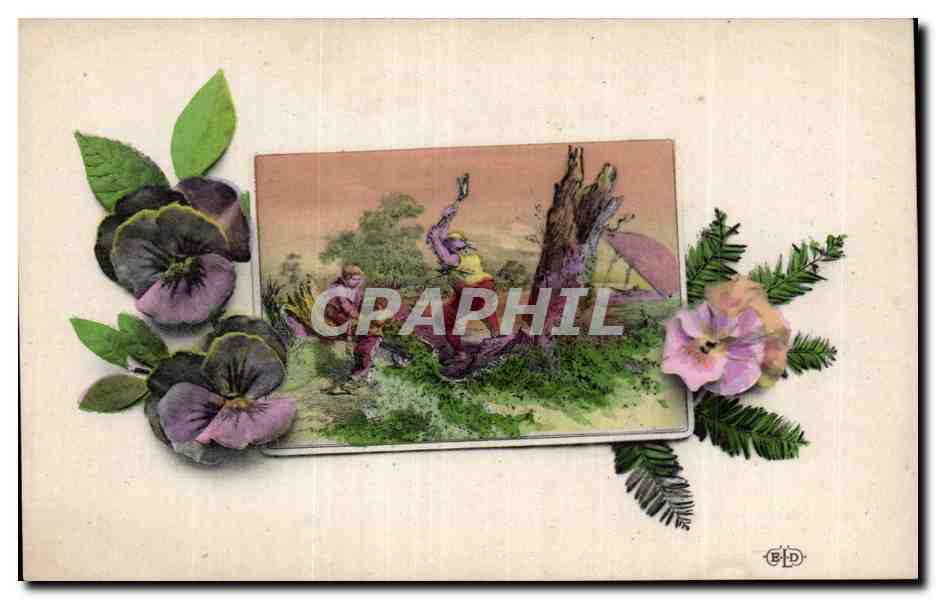 CPA Fantaisie Fleurs Bucherons