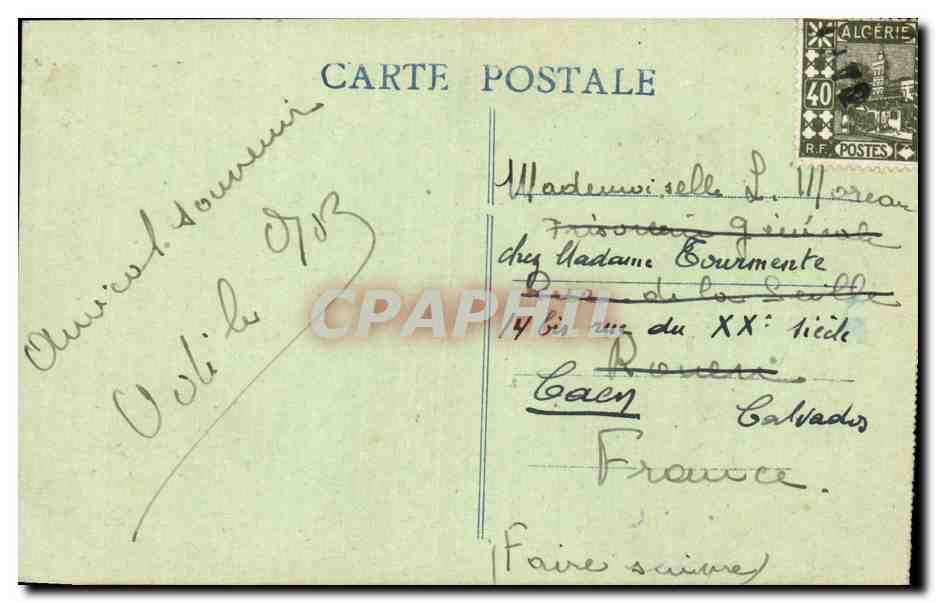 CPA Tunisie Tunis La porte Bab El Allouch — Back
