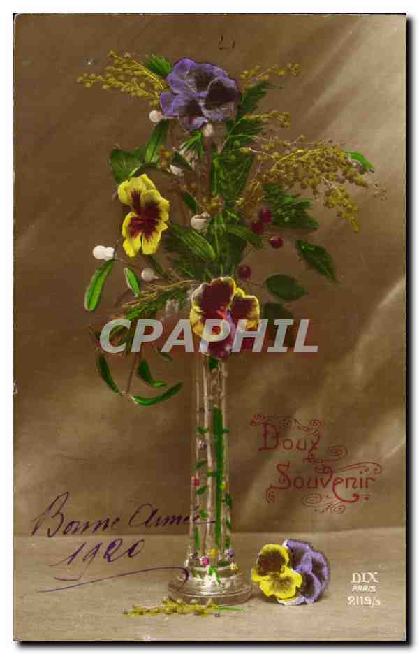 Fleurs Pensee - Pansy - Doux Souvenir - CPA 