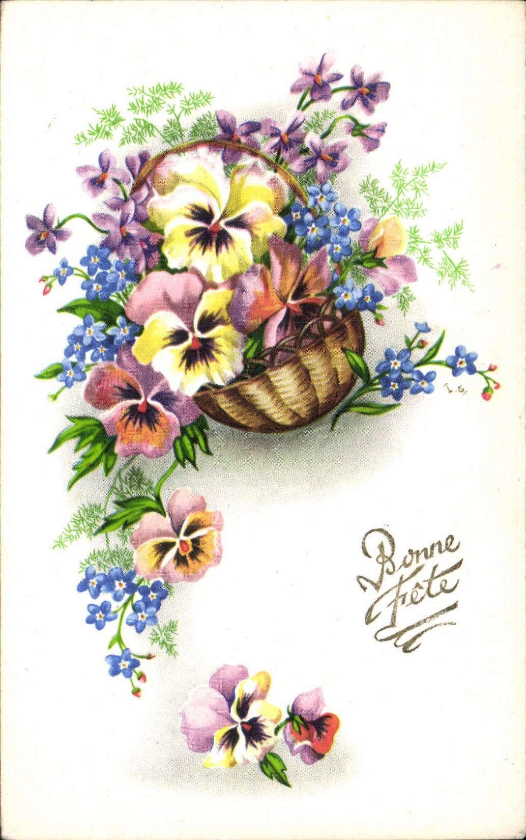 Fleurs Pensee - Pansy - Bonne Fete - CPA 