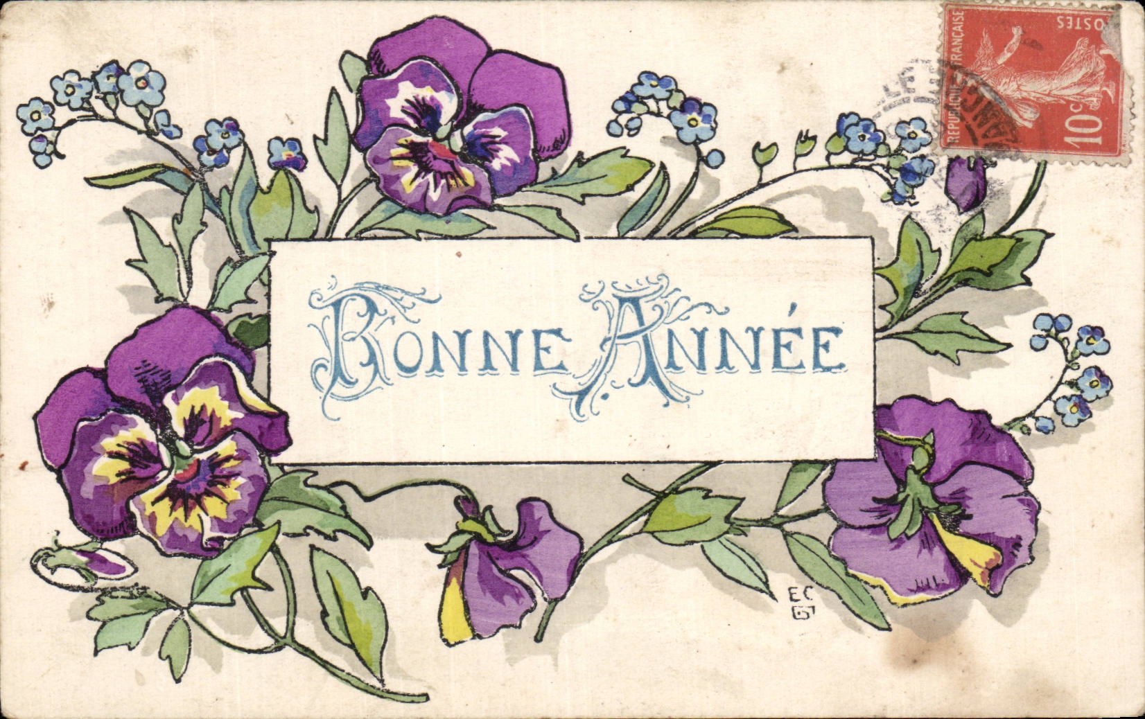 Fleurs Pensee - Pansy - Bonne Annee - CPA 