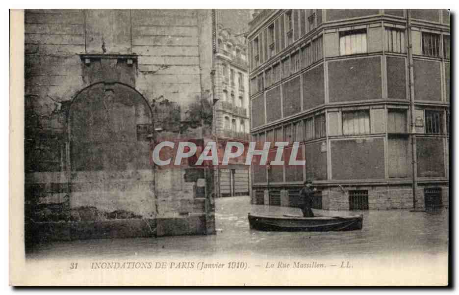 Überschwemmungen in Paris (Januar 1910) — La Rue Massillon — LL, n°31