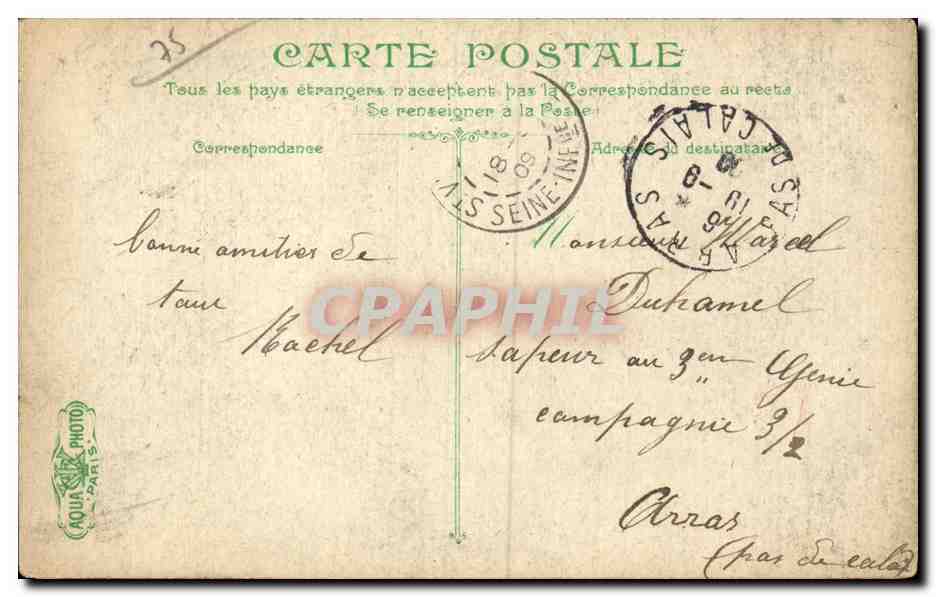 CPA Paris La caserne de la Pepiniere — Rückseite