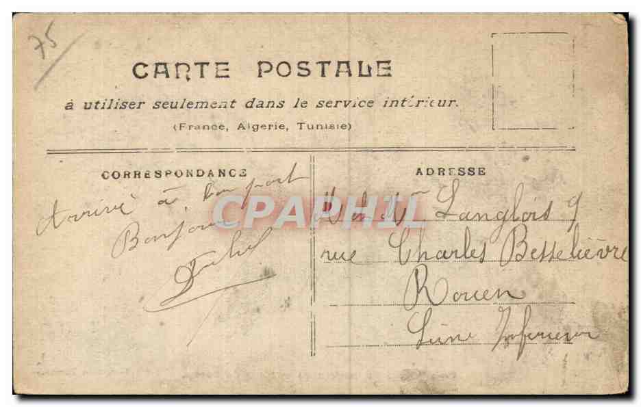 Paris - 12 - Les Inondations de Paris - Janvier 1910 - Porte de Bercy - CPA  — Rückseite