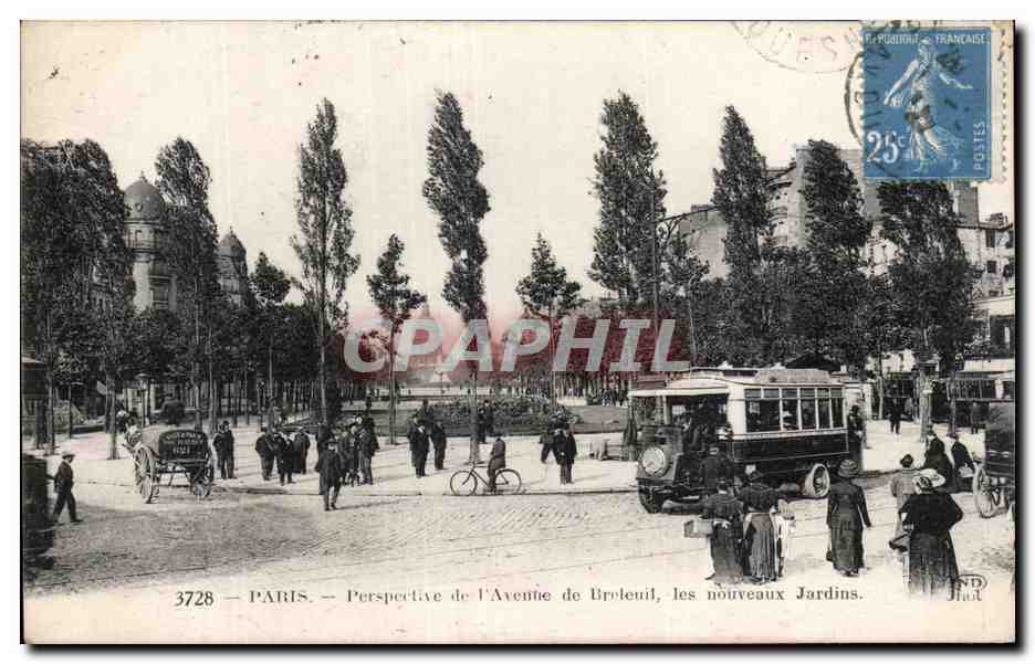 Paris — Perspective de l'Avenue de Brodeuil, les nouveaux Jardins — P. Poudourie, n°3728
