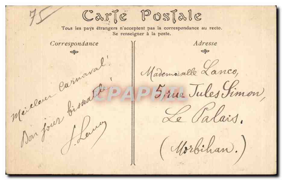 Paris - La Statue de Jules Simon - Cafe - Mauclair - Biere - Toutel - CPA  — Rückseite